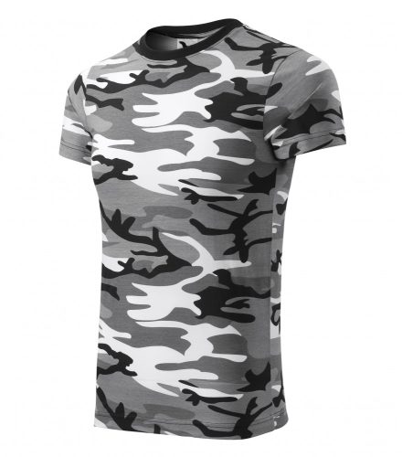 Unisex szürke terepszín színű camouflage póló - S méret