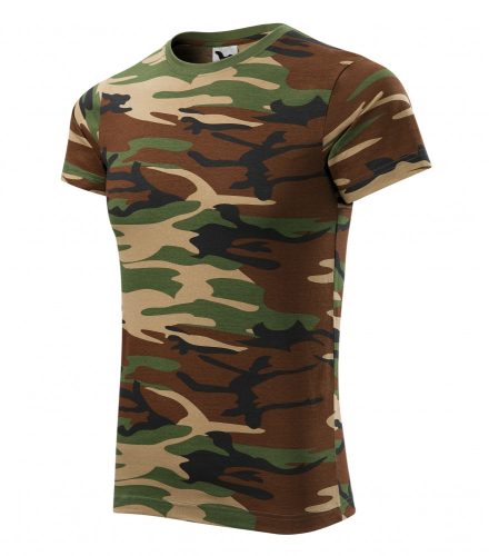 Unisex barna terepszín színű camouflage póló - XS méret