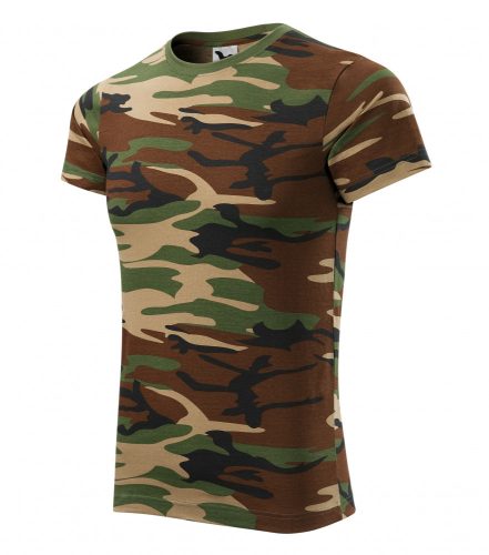 Unisex barna terepszín színű camouflage póló - S méret