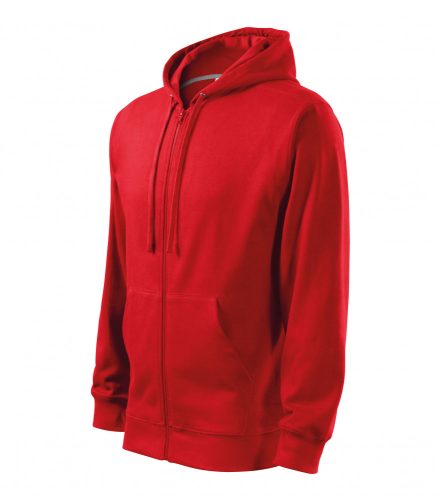 Férfi piros színű bélelt kapucnis pulóver - S méret