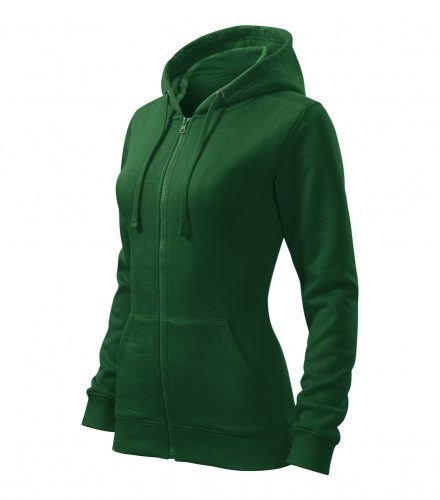 Női üvegzöld színű bélelt kapucnis pulóver - XS méret