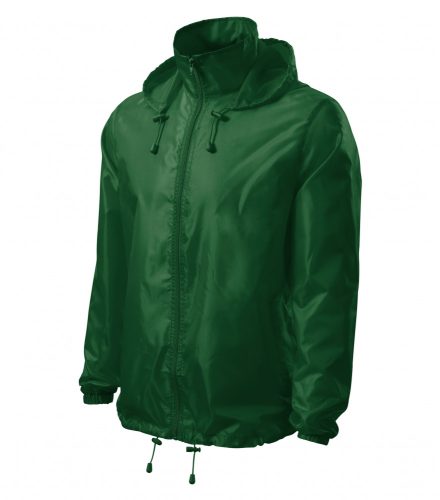 Unisex üvegzöld színű kapucnis széldzseki - XL méret