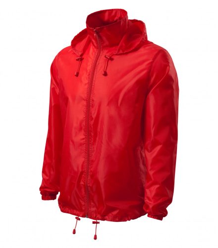 Unisex piros színű kapucnis széldzseki - XL méret