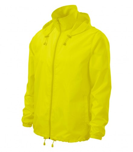 Unisex neon sárga színű kapucnis széldzseki - L méret