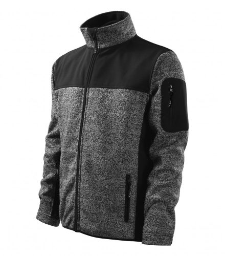 Férfi kötött melanzs szürke színű softshell kabát - XL méret